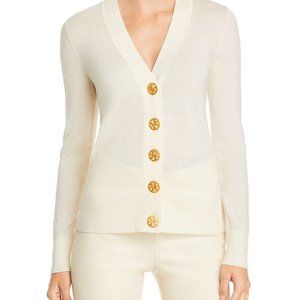 Tory Burch Simone merino wool cream button down cardigan